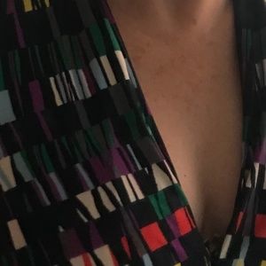 BCBG Max Azria multicolored, sexy, slinky dress.